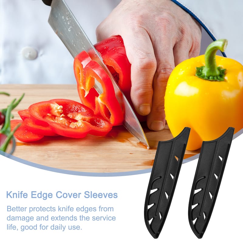 3Pcs Knife Cover Sleeves Knife Edge Guards Blade Protector for 5" Santoku Knife - Black