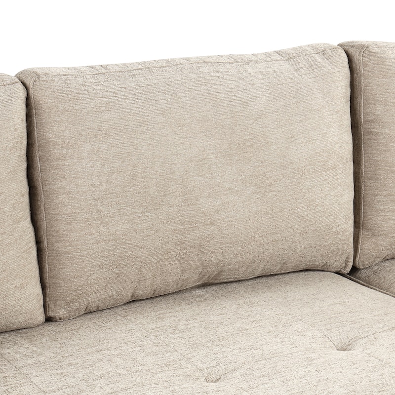 104.5" Chenille L-Shaped Sectional Sofa with Pull-Out Bed and Storage Chaise, 3-Seater