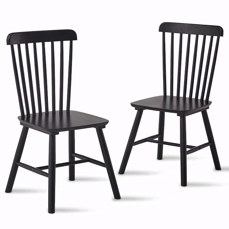 Set of 4 Rubber Wood Dining Chairs, Solid Wood