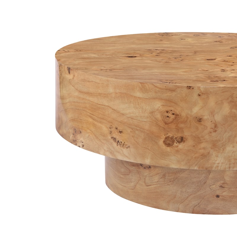 Christopher Knight Home - Orval Modern 31.5" Round Coffee Table with Thick Top & Drum Pedestal Base, Versatile for Living Areas