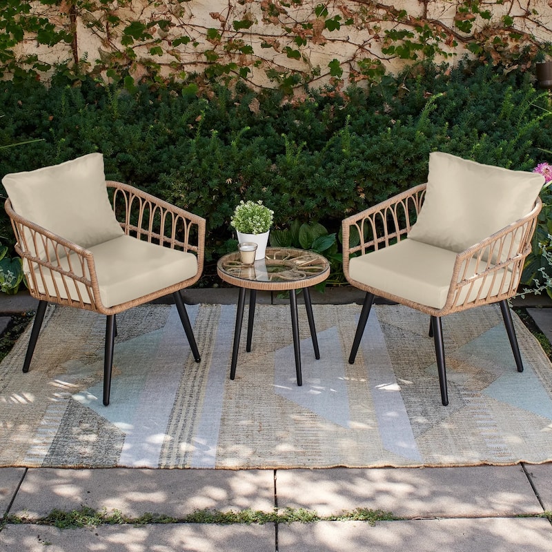 AOODOR Outdoor Chair Cushions Set of 2, Outdoor Deep Seat Cushions