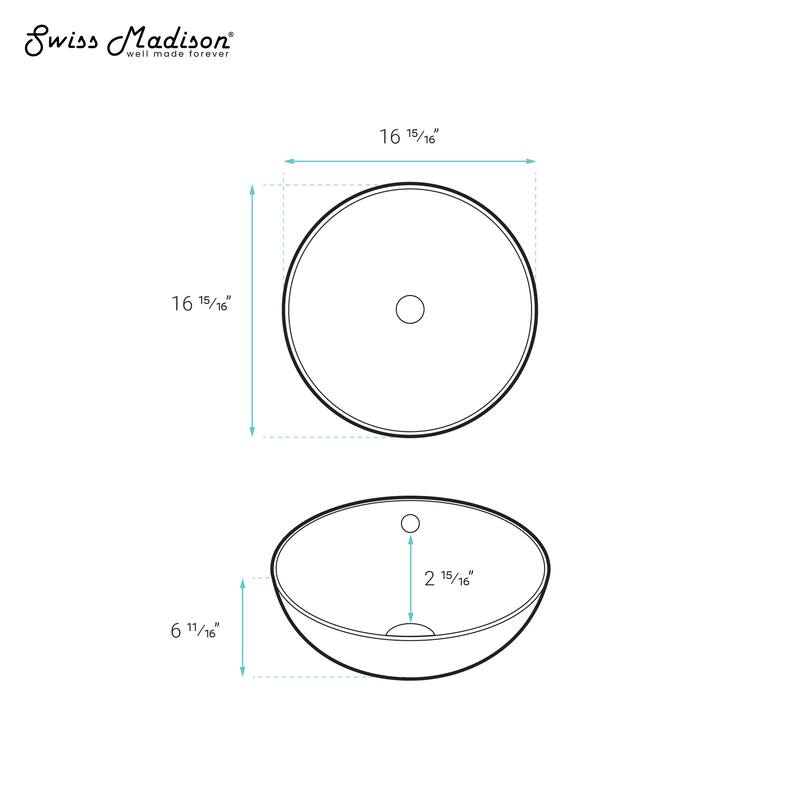 Besanon 17" Round Vessel Sink In Matte Black - 16.95" x 16.95" 6.7"