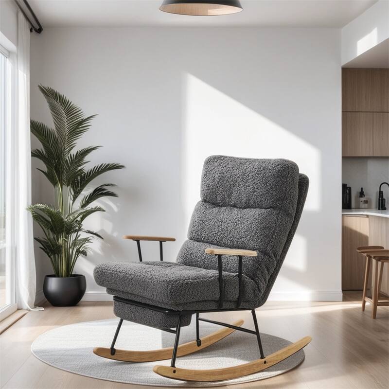 Modern Adjustable Back Angle Rocking Chair with Retractable Footrest
