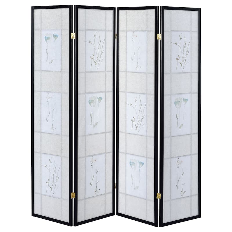 Catabella 4-Panel Room Divider Folding Shoji Screen Floral