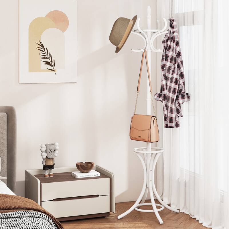 Gymax 73'' Freestanding Coat Hanger Stand Coat Rack w/ Umbrella Holder