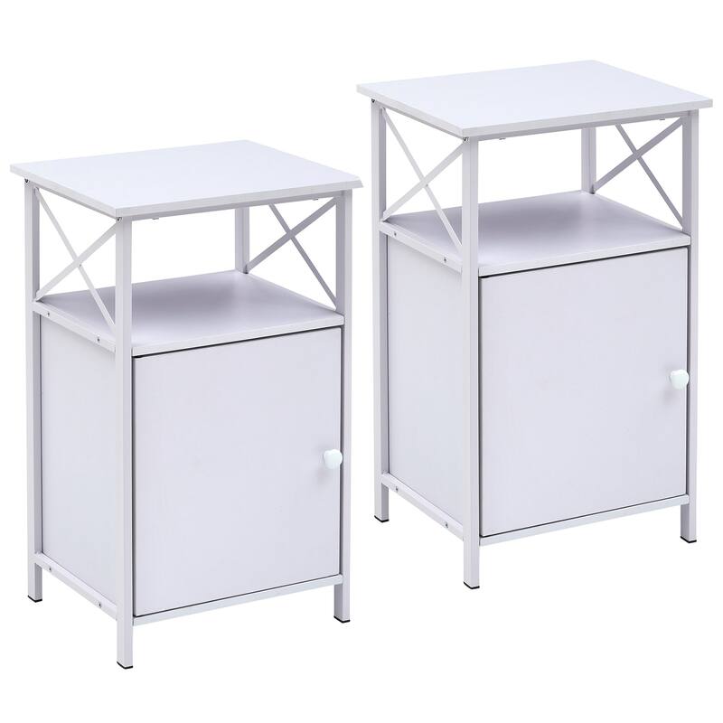 VECELO Modern Nightstands with Storage Cabinet, Nightstands Set of 2 - White