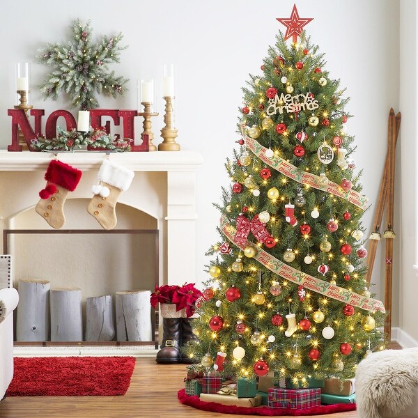 6ft Pre Lit Artificial Christmas Tree with Warm White Lights Green