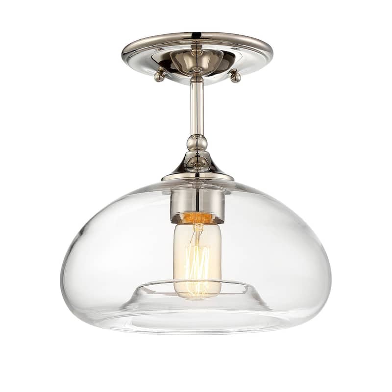 Meridian M60017 Single Light 11" Wide Semi-Flush Ceiling Fixture - Polished Nickel