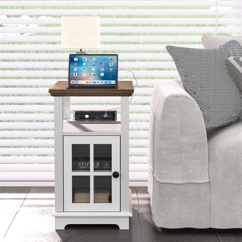 End Table with Hidden Charging Station - 23.6"D x 14"W x 23.6"H