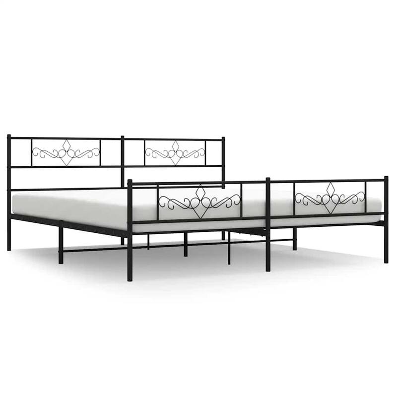 vidaXL 12 Inches Black King Size Metal Bed Frame No Mattress