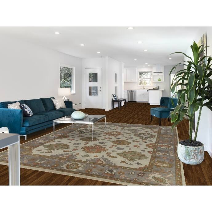 Oushak Indian Area Rug Hand-Knotted Transitional Wool Carpet - 8'1" x 9'11"