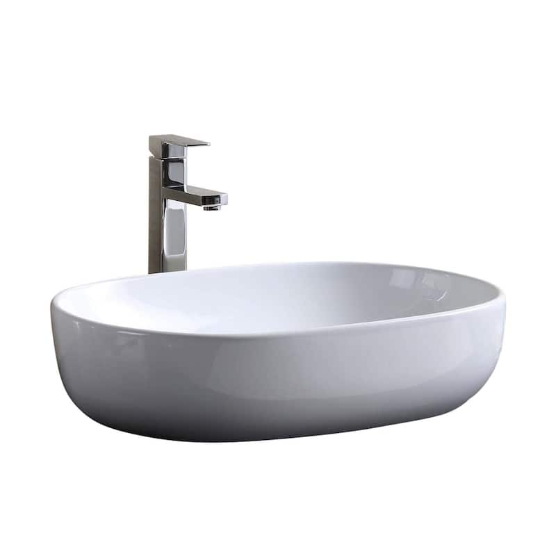 Fine Fixtures Modern White Vitreous China Oval Sharp Vessel Bathroom Sink