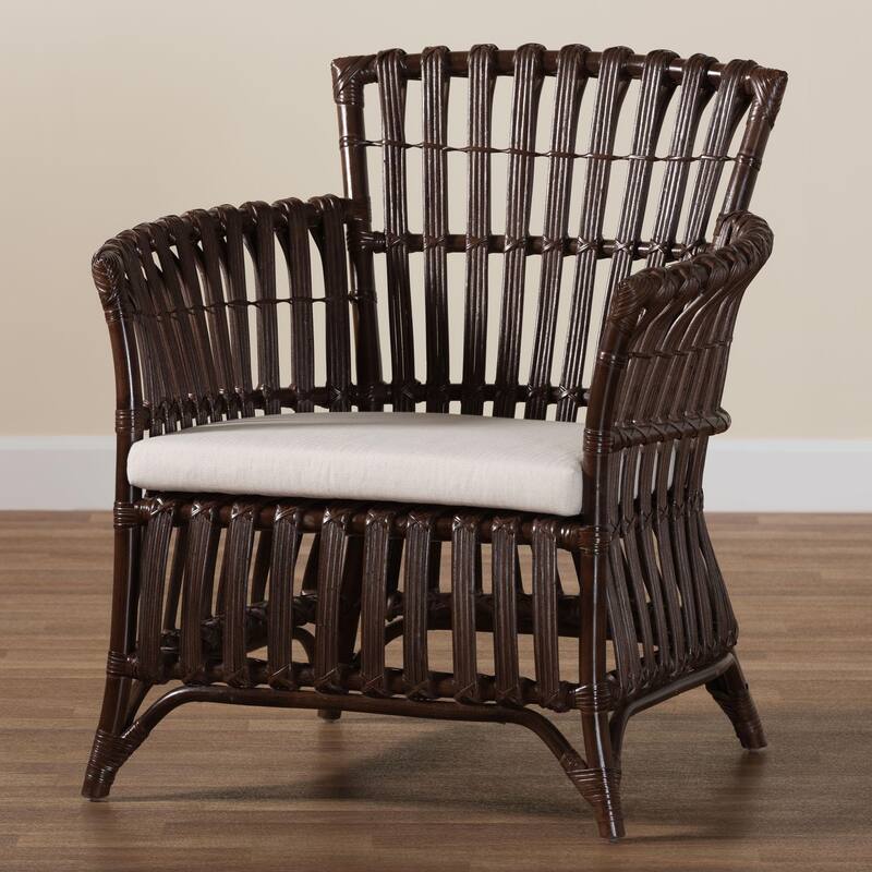Brooklyn Bohemian Very Dark Brown Rattan Arm Chair