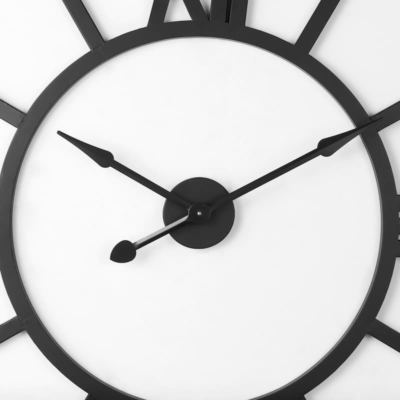 Stoke Matte Black Iron 30" Round Wall Clock - 30"W x 1.6"D x 30"H
