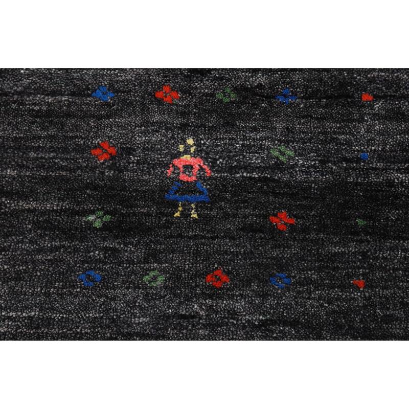 Gabbeh Oriental Area Rug Handmade Tribal Grey Silk Carpet - 8'11" x 11'11"