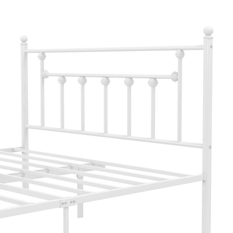 14 Inch Metal Victorian Platform Bed Frame with Headboard and Footboard, Heavy Duty Mattress Foundation with Steel Slats Support