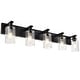 preview thumbnail 1 of 27, Modern Vanity Light with Seeded Glass Shade 5-lights - Black