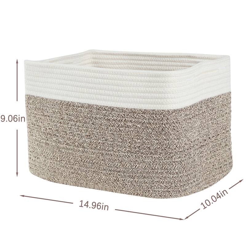 VECELO Large Round/Rectangle Blanket Storage Baskets,Toy Storage Organizing with Handle
