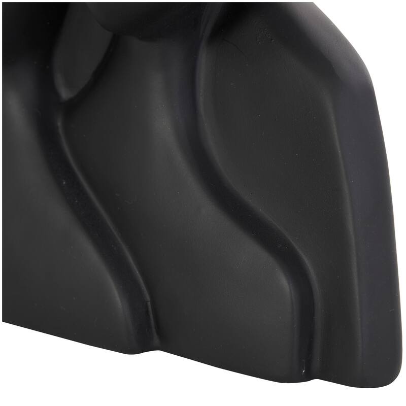 Black Polystone Nesting Family 3 Head People Decorative Sculpture