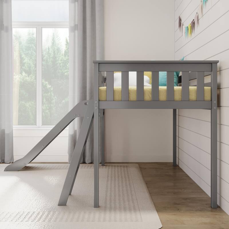 Max and Lily Classic Twin-Size Low Loft with Easy Slide