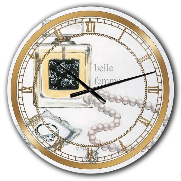 Designart Perfume Glam Bathroom I Glam Oversized Wall Clock Overstock 27807264