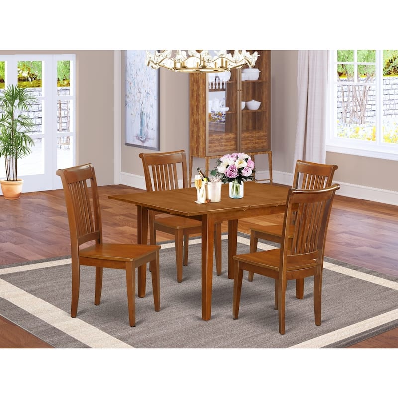 Dining Room Table Set with Chairs - 5 Piece Kitchen Set, 36x54 Inch, Saddle Brown