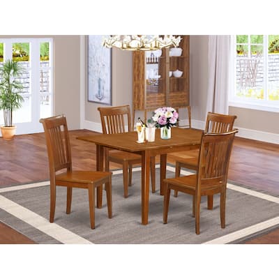 Dining Room Table Set with Chairs - 5 Piece Kitchen Set, 36x54 Inch, Saddle Brown