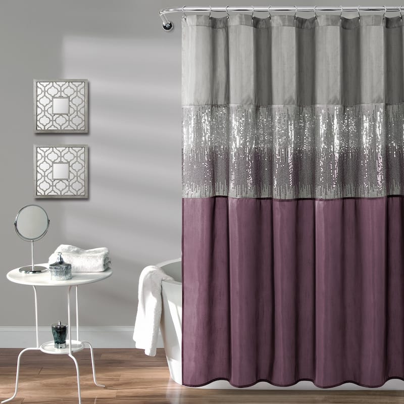 Silver Orchid Gregor Abstract Night Sky Two-tone Shower Curtain - 72" x 72" - Gray/Purple
