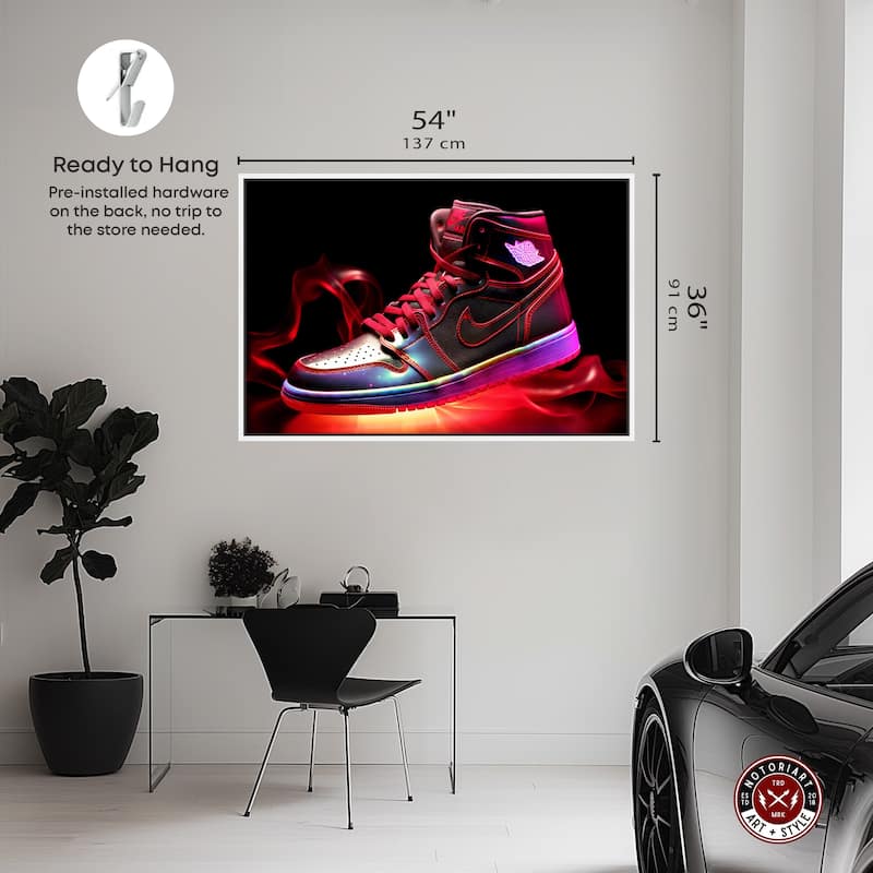 Notoriart Flaming Hot Sneaker Ii Framed Sneaker 1 Piece Canvas Wall Art
