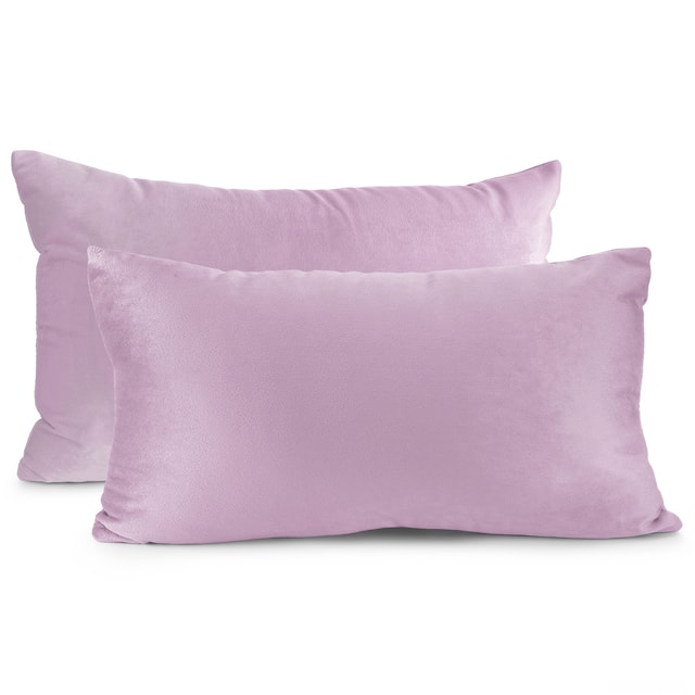 Porch & Den Cosner Microfiber Velvet Throw Pillow Covers (Set of 2) - 12" x 20" - Light Gray Lavender