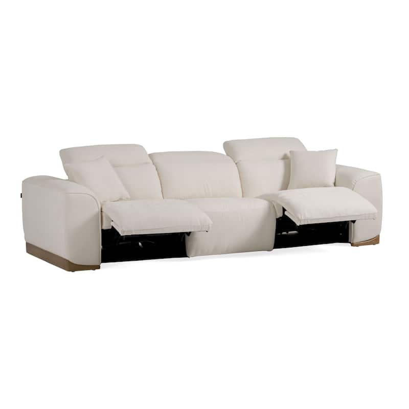 Divani Casa Hagerty Modern Off-White Fabric Sofa With 2 Power Recliners