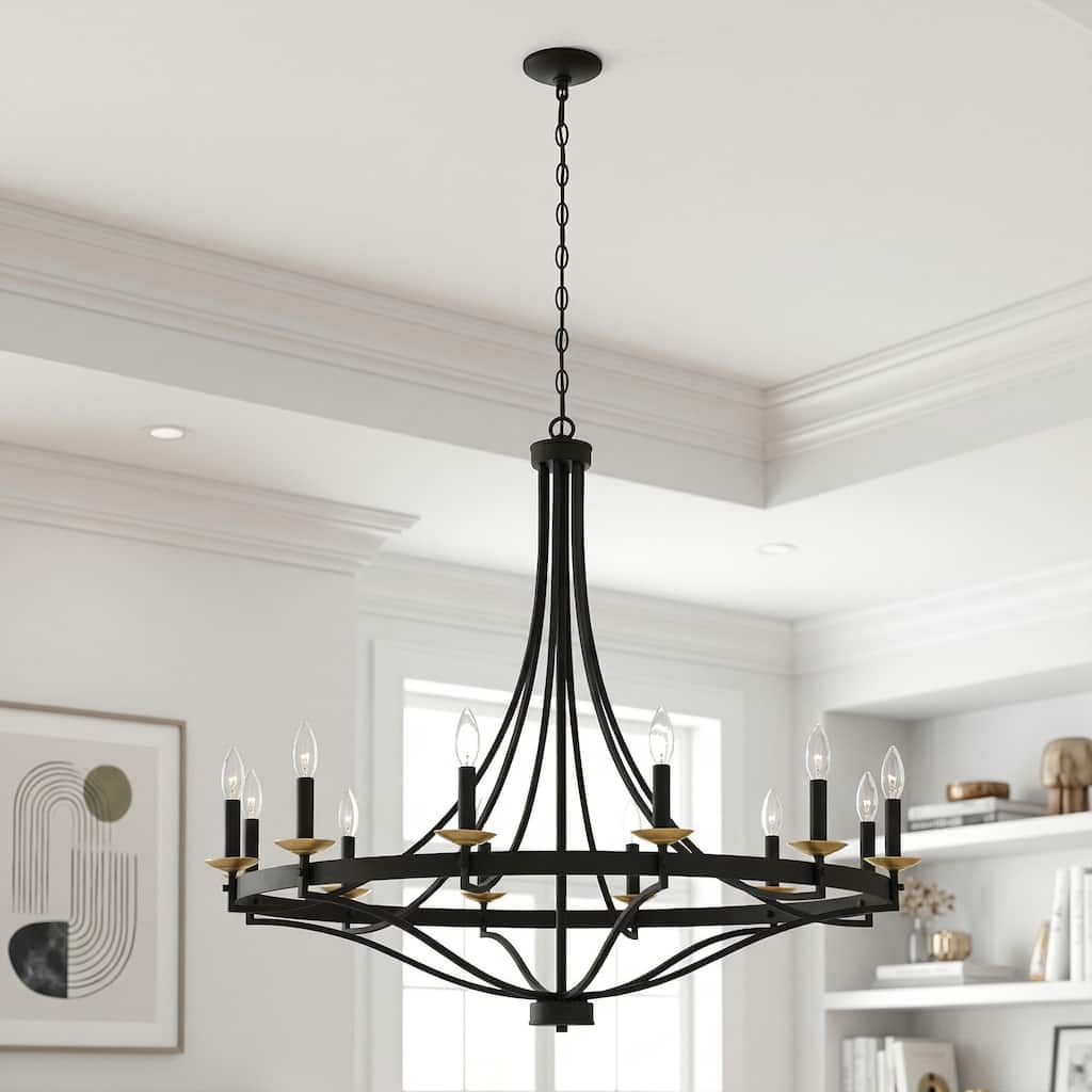 Acroma 12-light Modern Farmhouse Empire Wagon Wheel Chandelier with UL