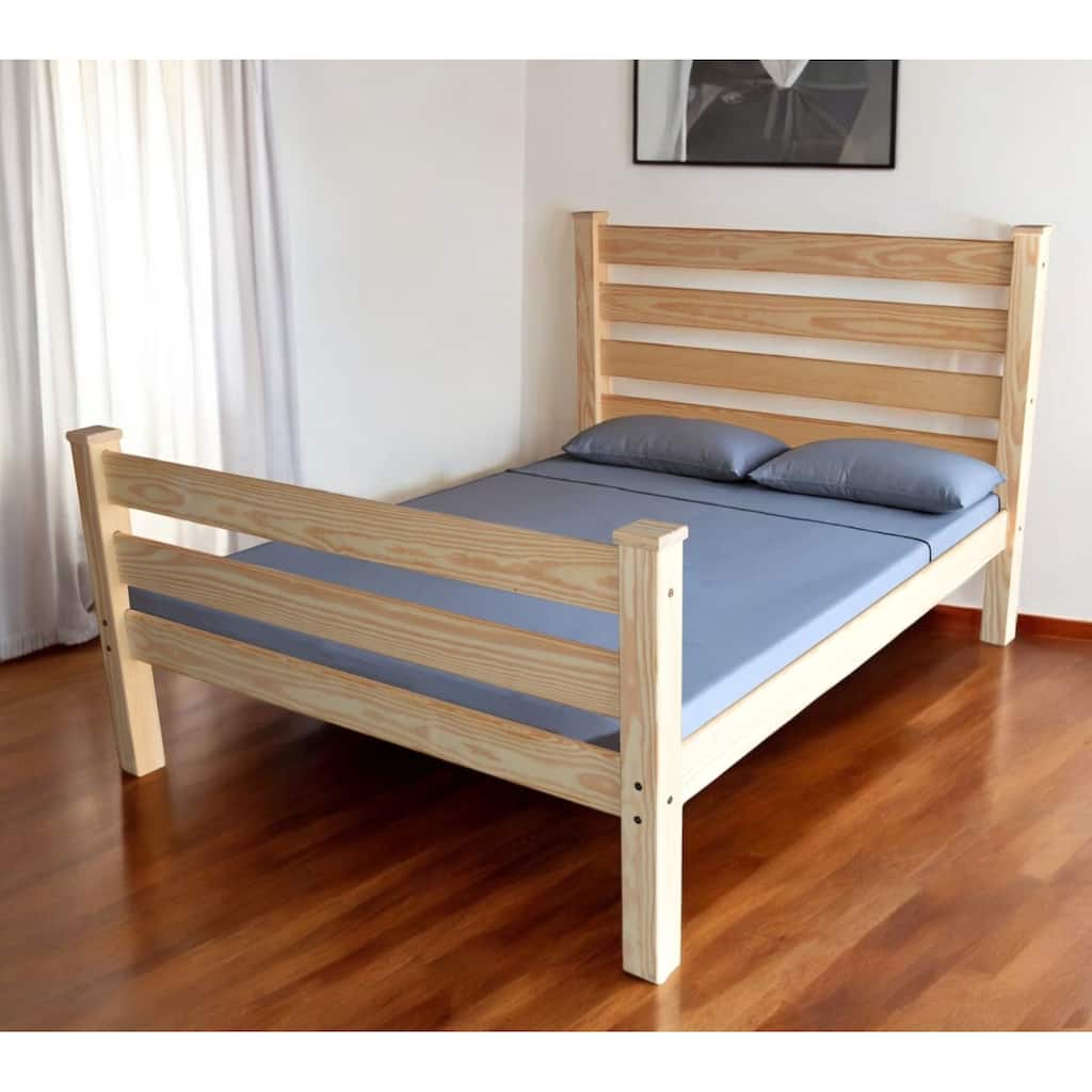 HomeRoots Natural Solid Wood Queen Bed Frame