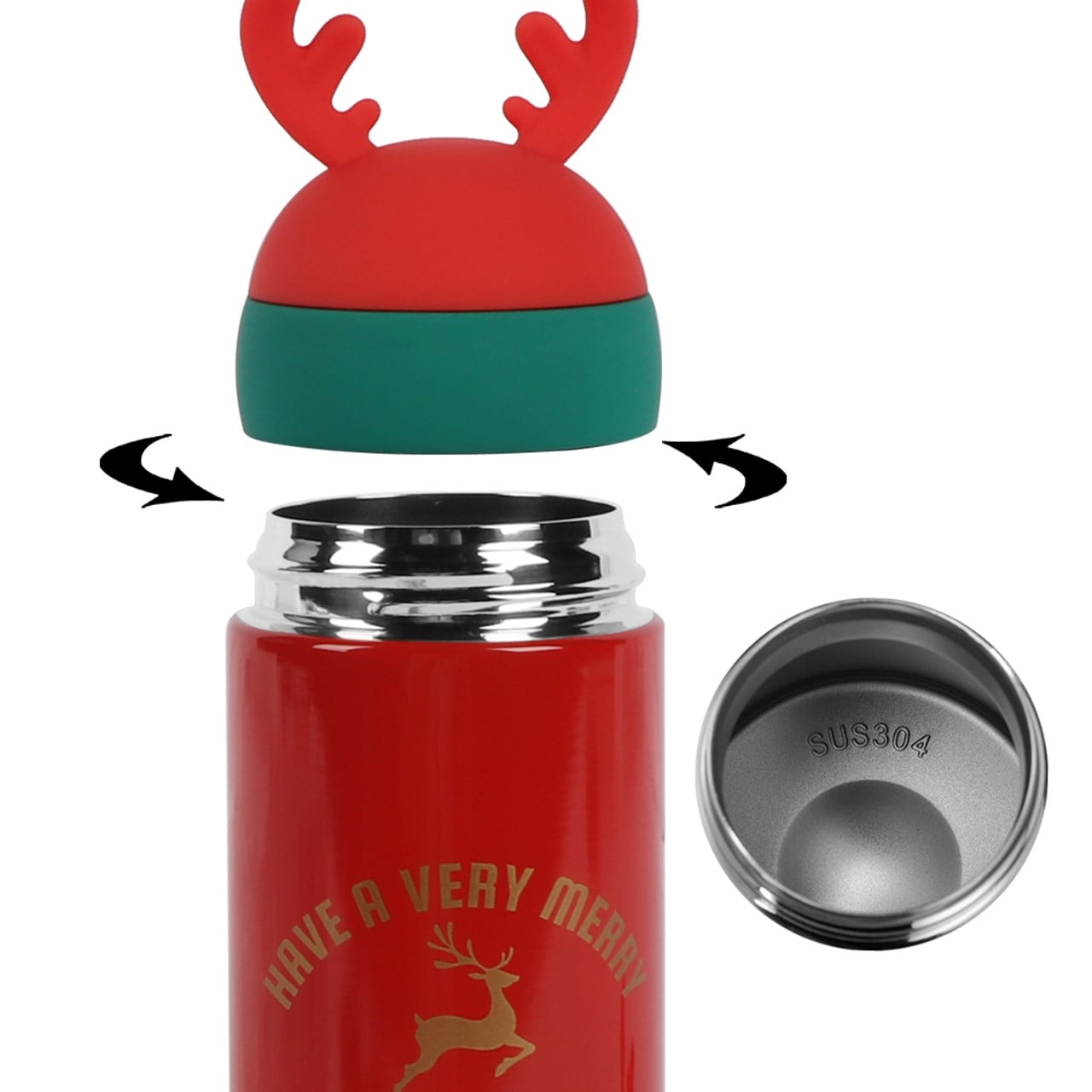Reindeer Coffee Tumbler Insulated Metal Christmas Thermos Cup Hot Cold  Screw Lid - Bed Bath & Beyond - 36514337