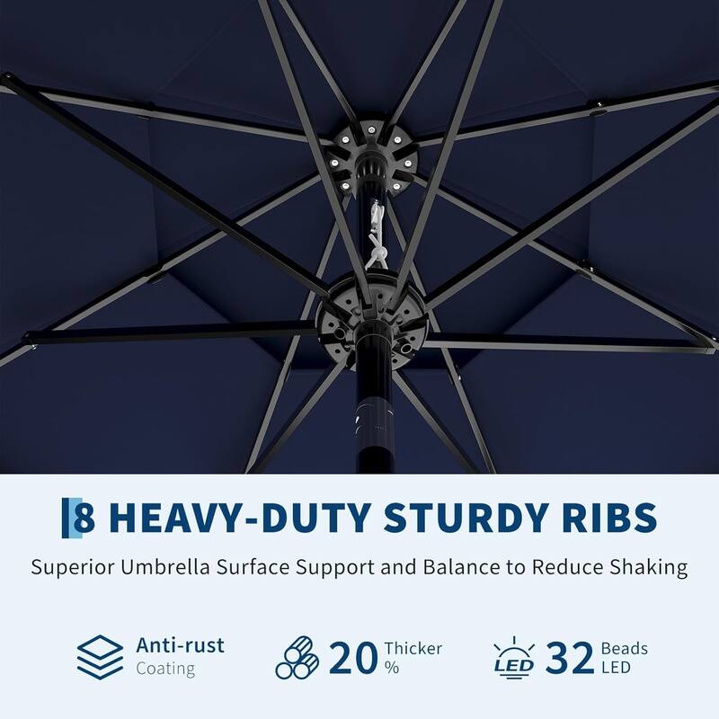 10Ft 3-Tier Patio Umbrella, with Vents, Easy Crank & Tilt