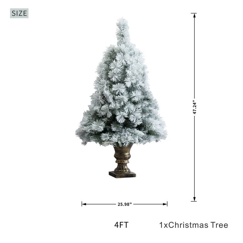 4FT White Artificial Pine Needle & PVC Festive Decor Christmas Tree