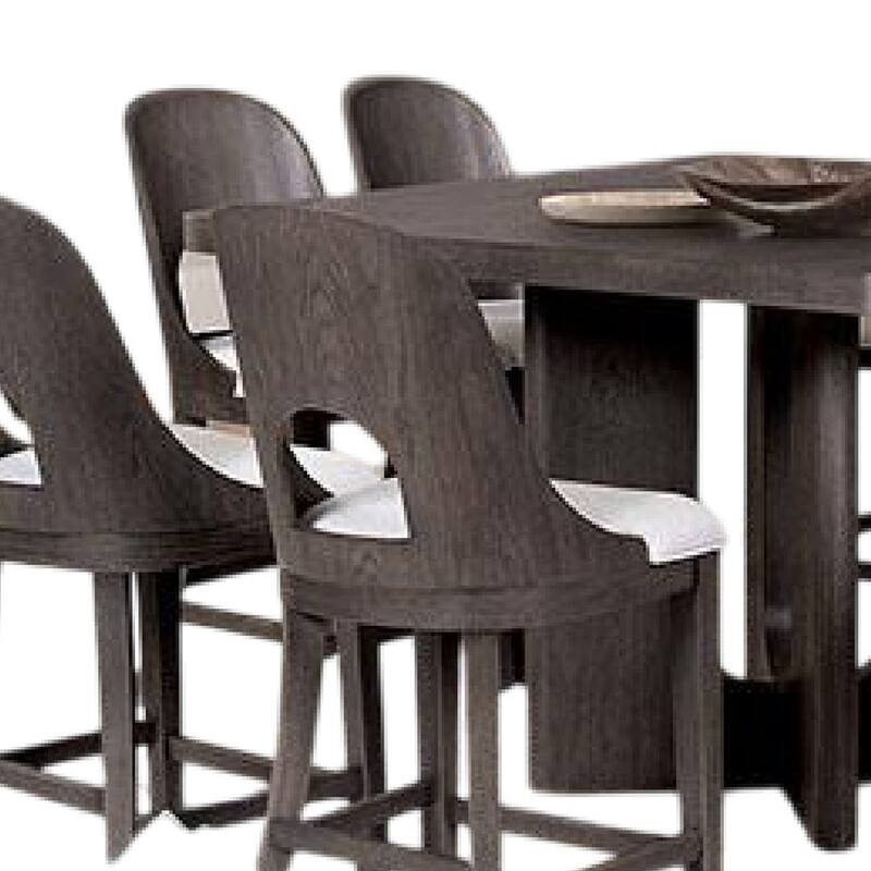 Zoko 9pc Counter Height Dining Table Set, White Seats, Ash Gray Wood