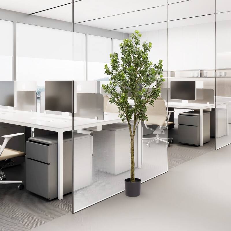 GDFStudio - Lucas 6FT Artificial Tree in Thermoplastic Foliage with Sturdy Trunk and Interlocking Roots