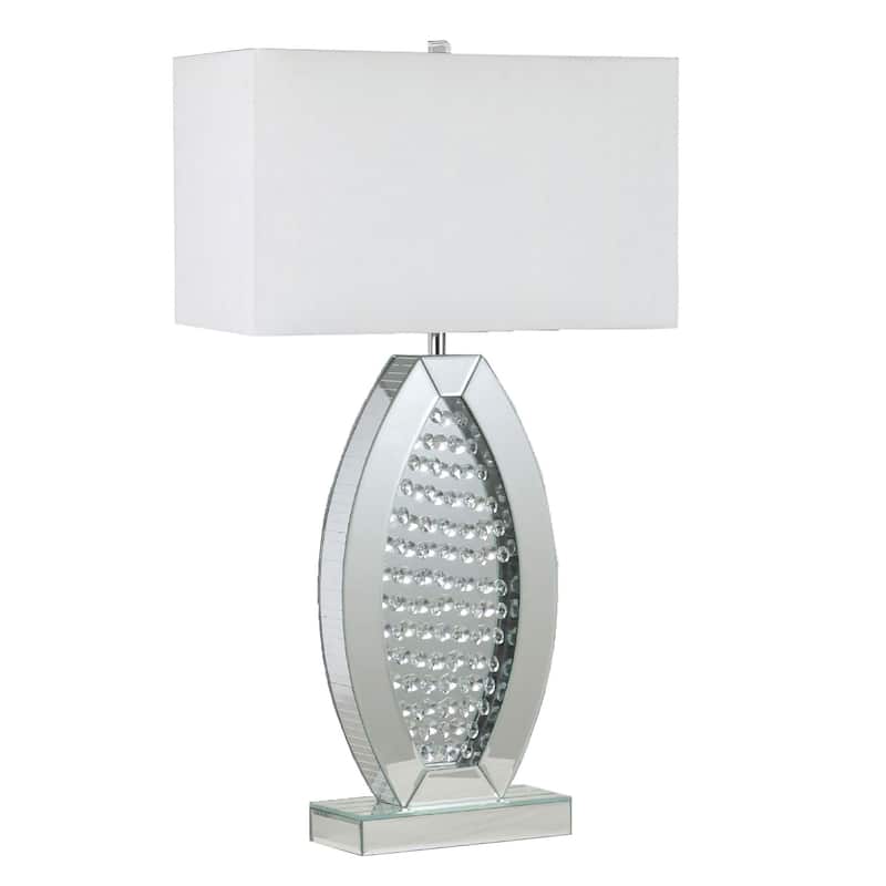 Ehem Contemporary Silver & White Table Lamp by Furniture of America