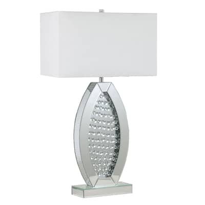 Ehem Contemporary Silver & White Table Lamp by Furniture of America