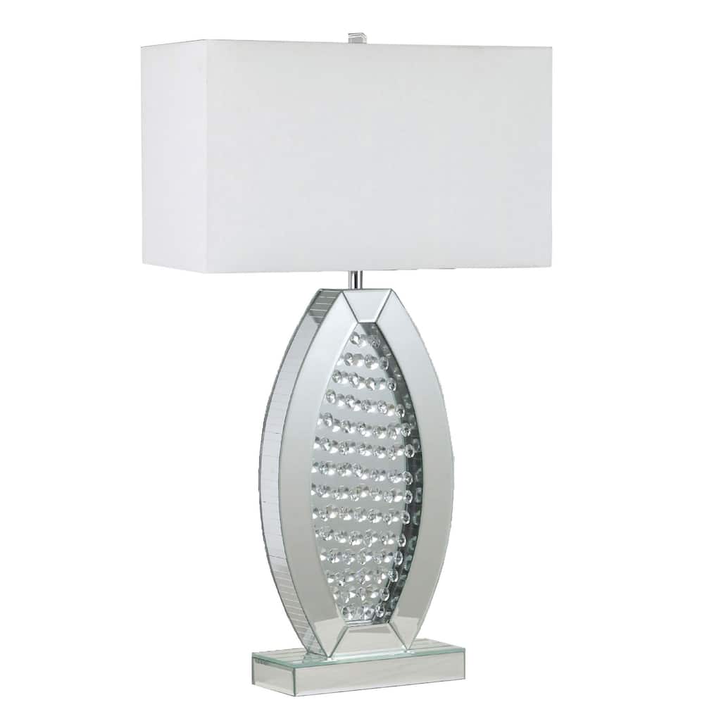 Ehem Contemporary Silver & White Table Lamp by Furniture of America