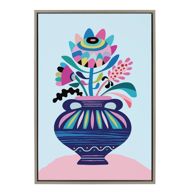Kate and Laurel Sylvie Whimsical Floral Canvas by Rachel Lee