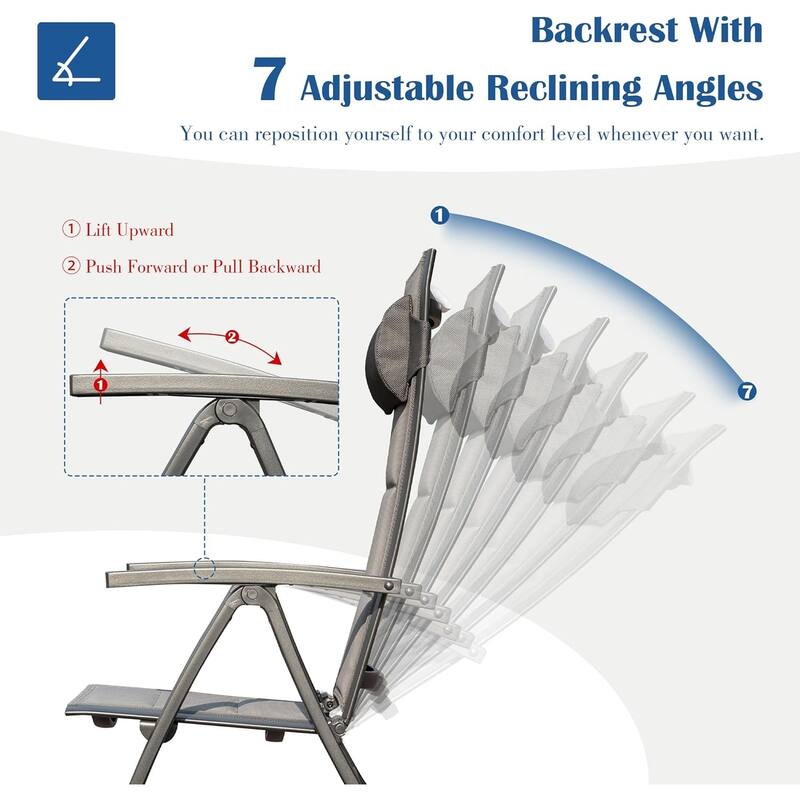 GDFStudio - Nolan Outdoor Folding Chair Duo with Adjustable Recline and Breathable Textilene Seat