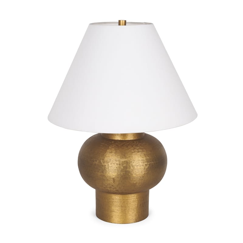 Salaah Antique Gold Brushed Metal w/ Cream Shade Table Lamp - 19.5L x 19.5W x 26.0H