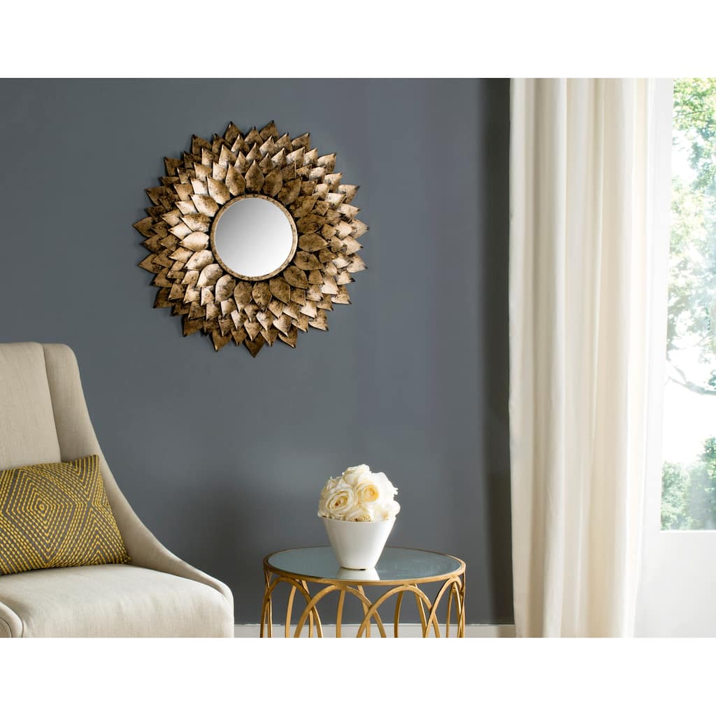 SAFAVIEH Phylicia Gold Sunburst Wreath 27-inch Decorative Mirror - 27" x 1" x 27" - 27Wx2Dx27H