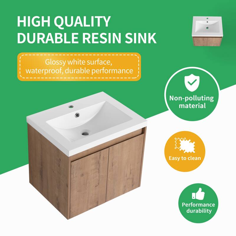 BNK 24''/36''/72'' Bathroom Vanity With Sink, Floating Bathroom Vanity with Soft Close Doors and Shelf