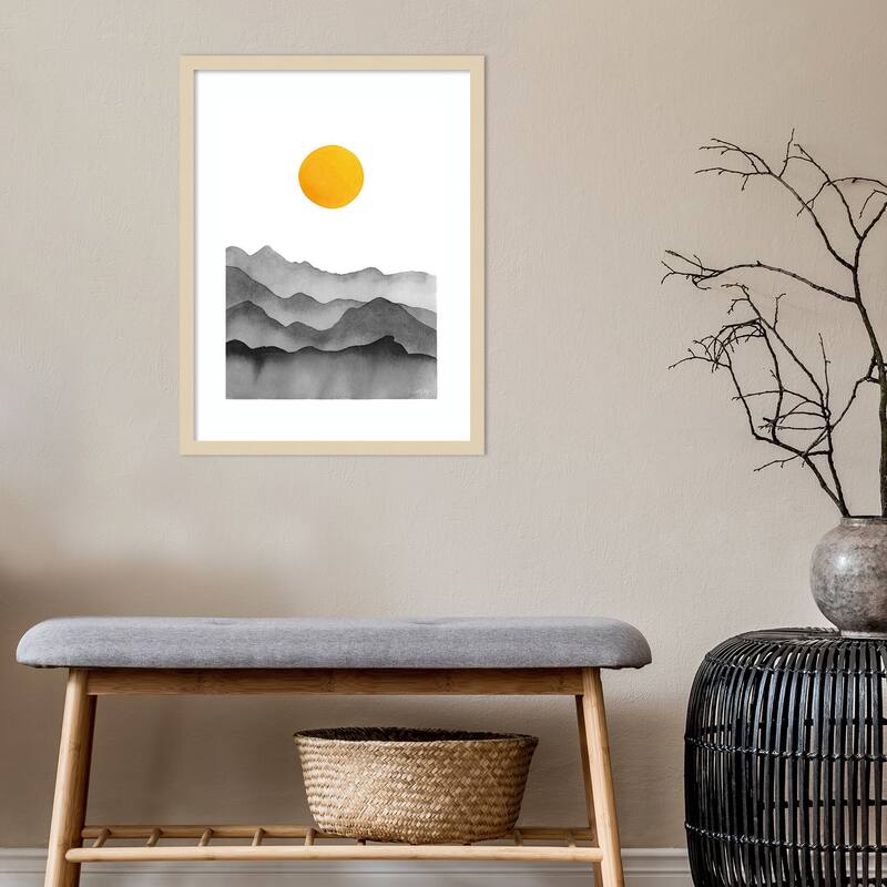 Black Yellow Mountain Range Silhouette by Cat Coq Framed Wall Art Print