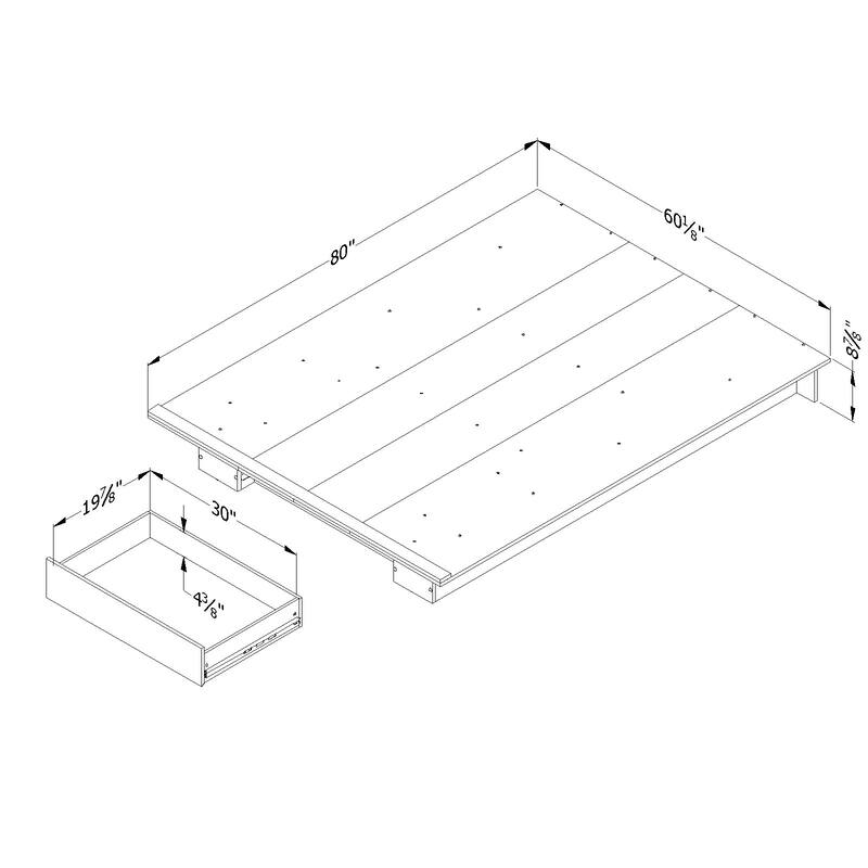 South Shore Kanagane 1-Drawer Platform Bed, Soft Elm