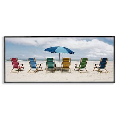 Stupell Colorful Beach Chairs Framed Giclee Art Design By Natalie Carpentieri