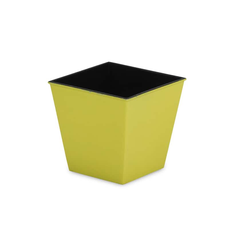 HomeRoots 5" Yellow Recycled Plastic Indoor Outdoor Square Pot Planter